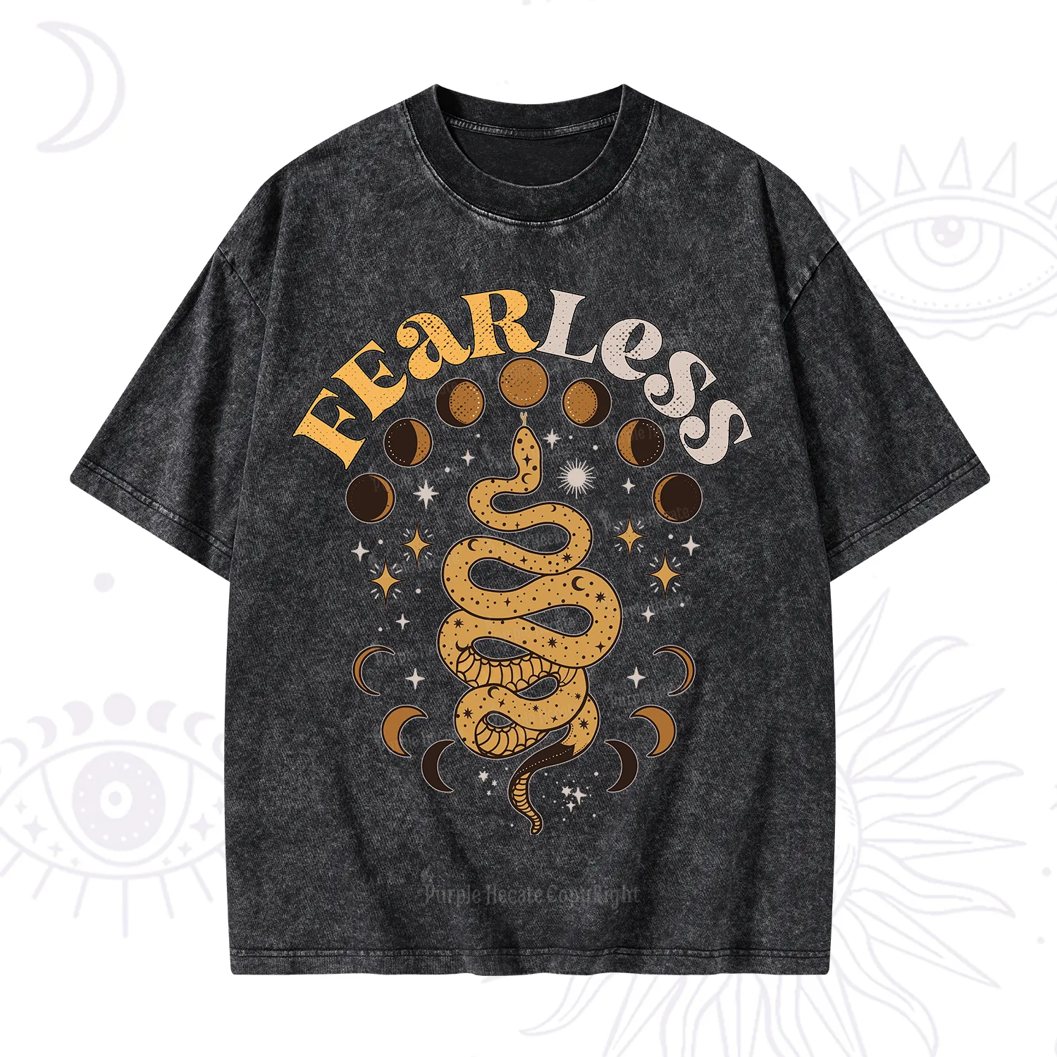 Purplehecate Fearless Serpent of the Moon Phases Washed T-Shirt