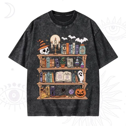 Purplehecate Halloween Library Washed T-Shirt