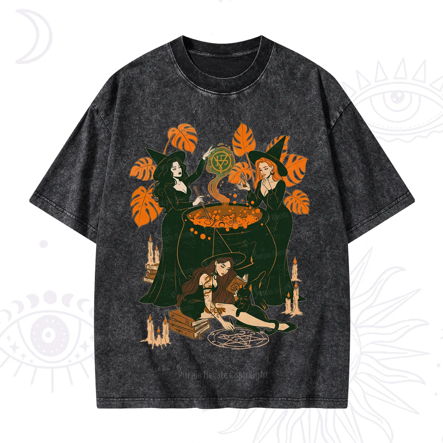 Purplehecate Midnight Potion Ritual Halloween Washed T-Shirt