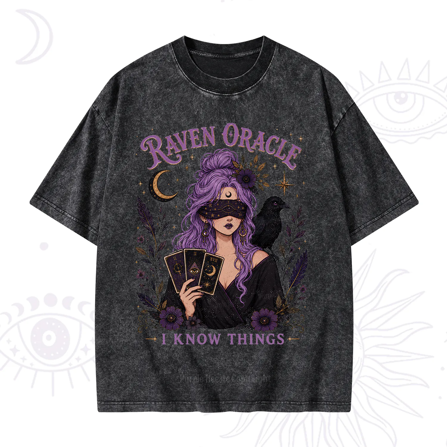 Purplehecate Raven Oracle I Know Things Witchy Washed T-Shirt