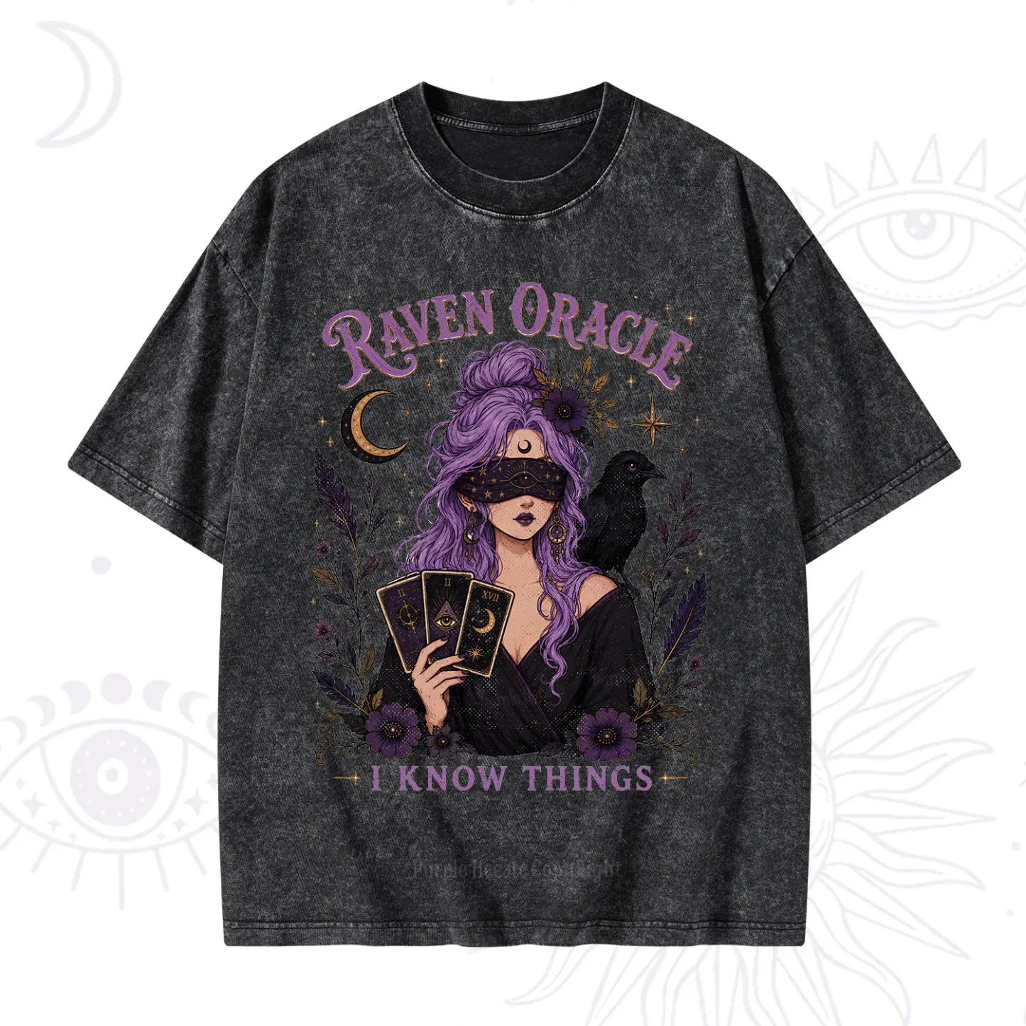 Purplehecate Raven Oracle I Know Things Witchy Washed T-Shirt