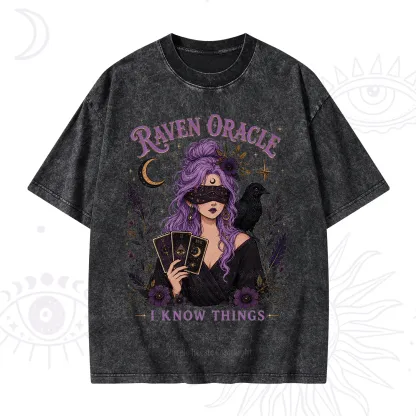 Purplehecate Raven Oracle I Know Things Witchy Washed T-Shirt