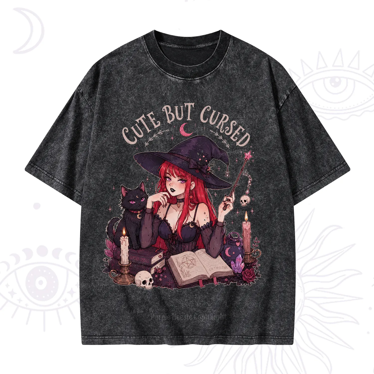 Purplehecate Cute But Cursed Witch Washed T-Shirt