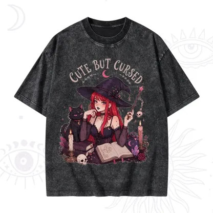 Purplehecate Cute But Cursed Witch Washed T-Shirt