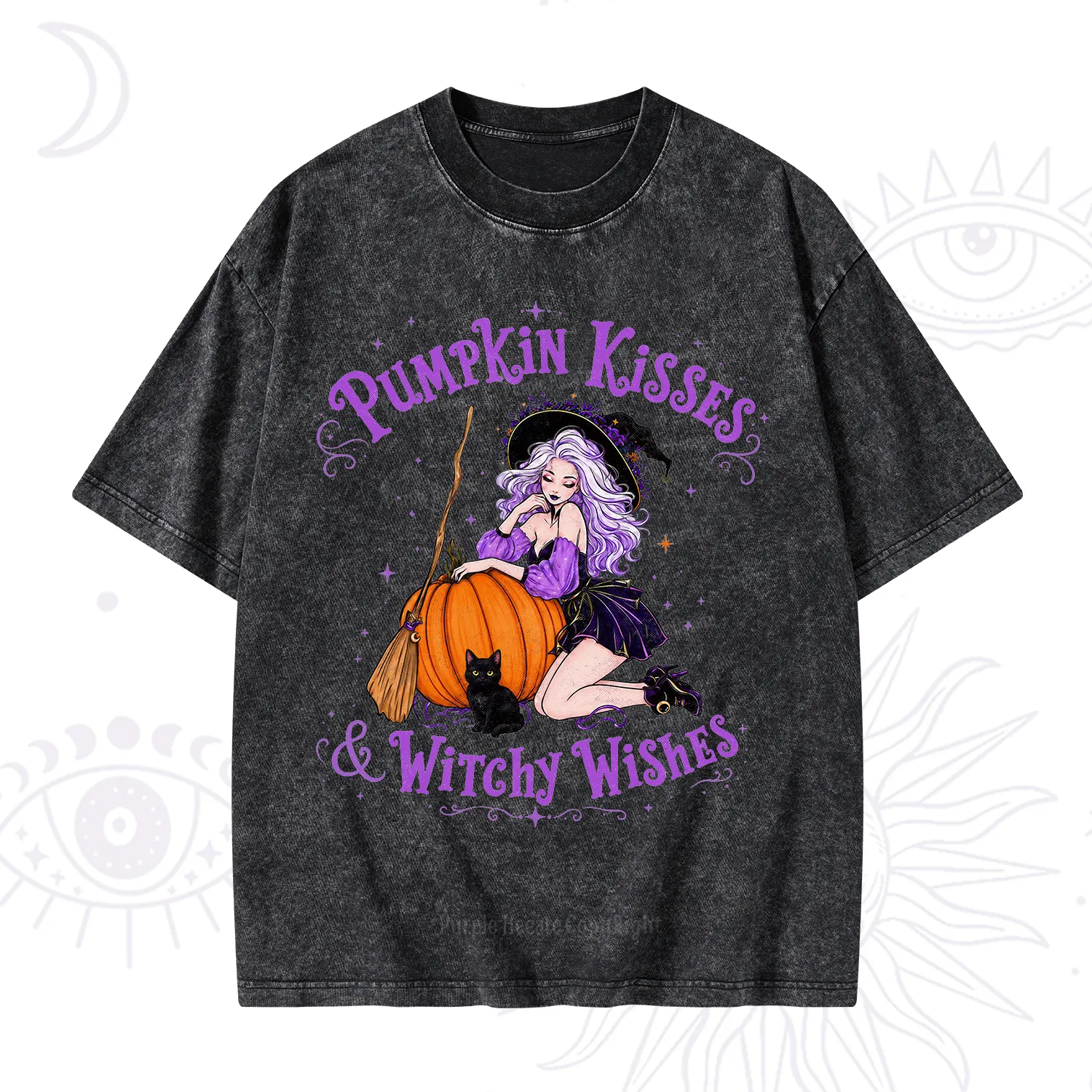Purplehecate Pumpkin Kisses & Witchy Wishes Washed T-Shirt