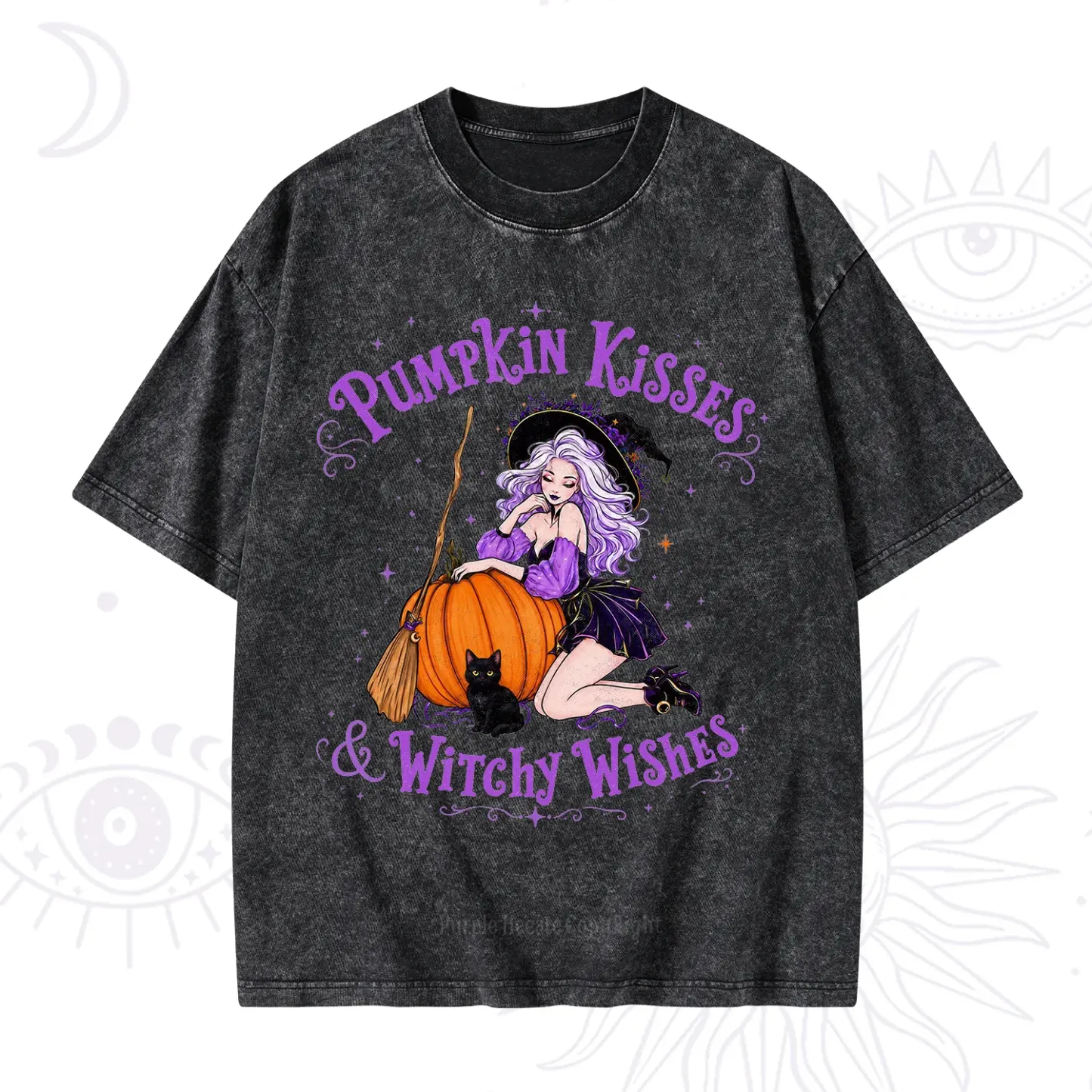 Purplehecate Pumpkin Kisses & Witchy Wishes Washed T-Shirt