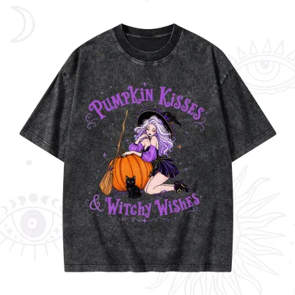 Purplehecate Pumpkin Kisses & Witchy Wishes Washed T-Shirt