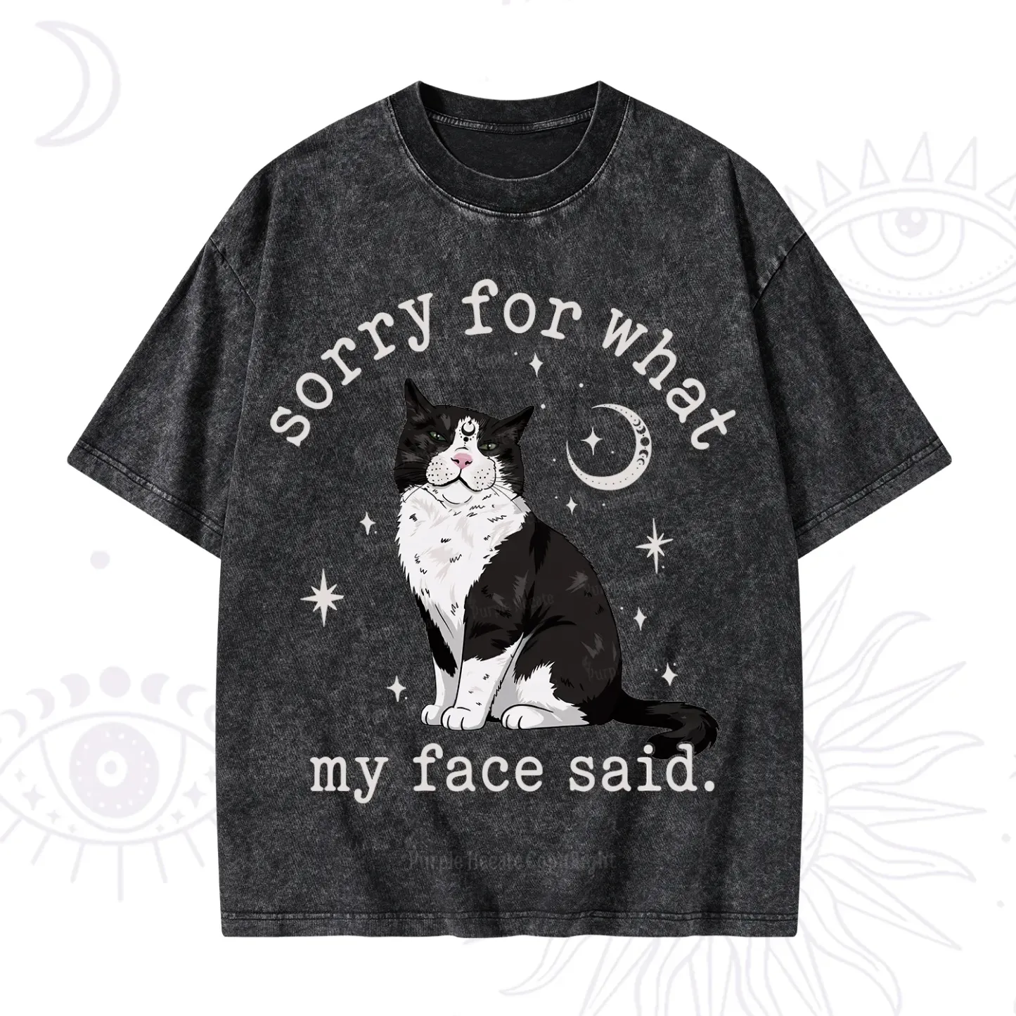 Purplehecate Sorry For What My Face Said Cat Washed T-Shirt