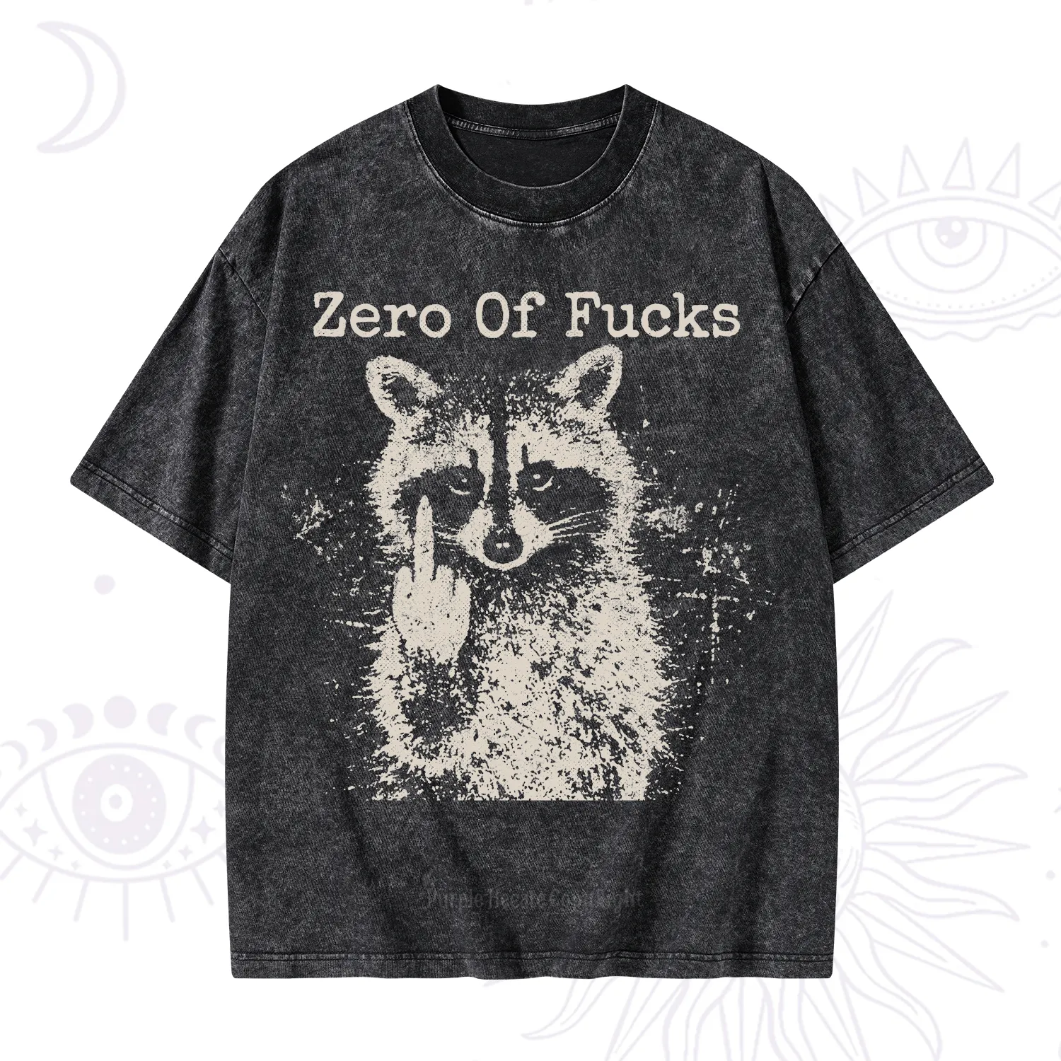 Purplehecate Zero Of Fucks Raccoon Washed T-Shirt