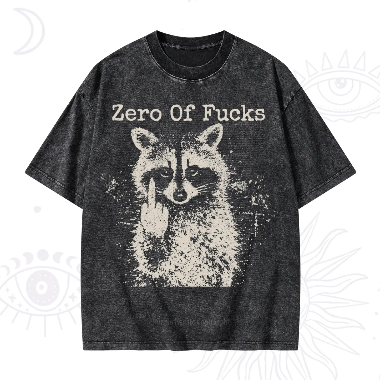 Purplehecate Zero Of Fucks Raccoon Washed T-Shirt