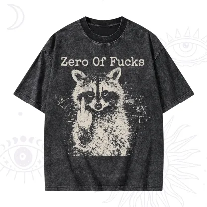 Purplehecate Zero Of Fucks Raccoon Washed T-Shirt