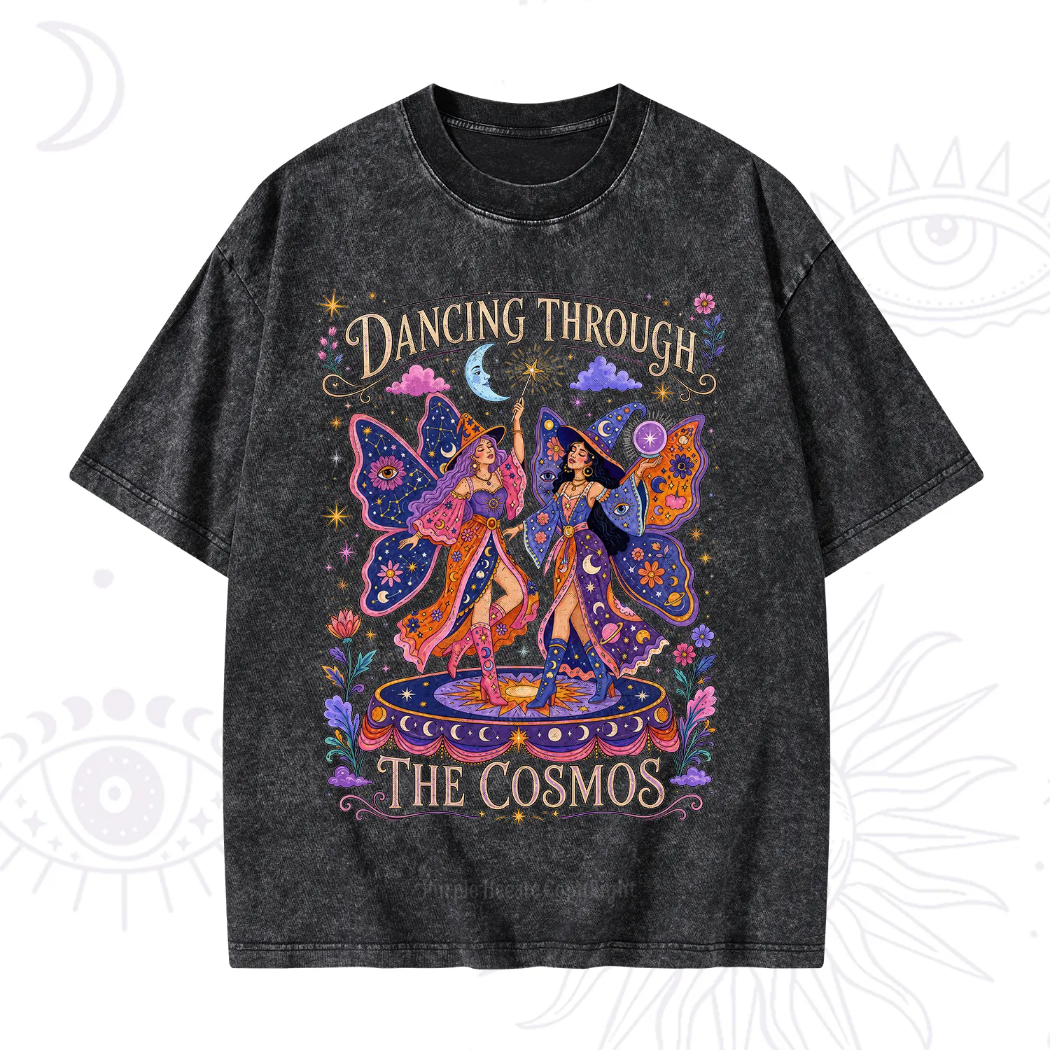 Purplehecate Dancing Through the Cosmos Washed T-Shirt