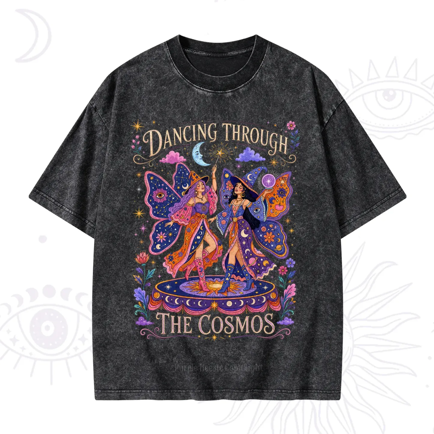 Purplehecate Dancing Through the Cosmos Washed T-Shirt