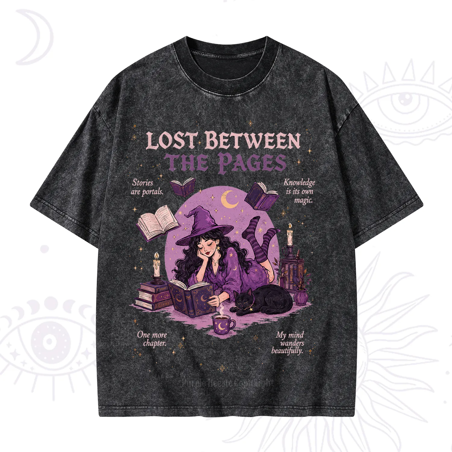 Purplehecate Lost Between the Pages Washed T-Shirt