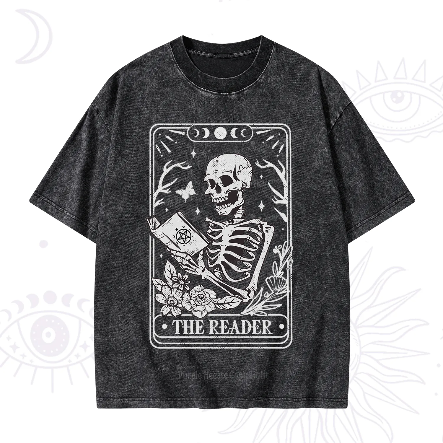 Purplehecate The Reader Tarot Card Washed T-Shirt