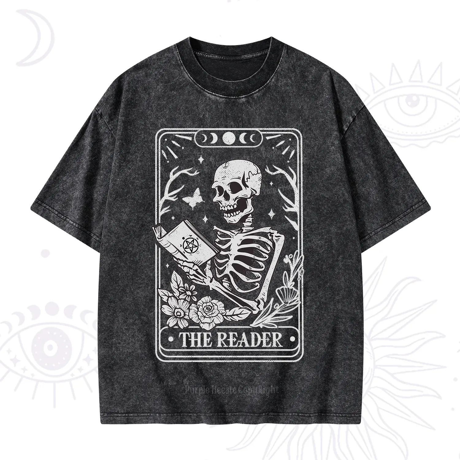 Purplehecate The Reader Tarot Card Washed T-Shirt