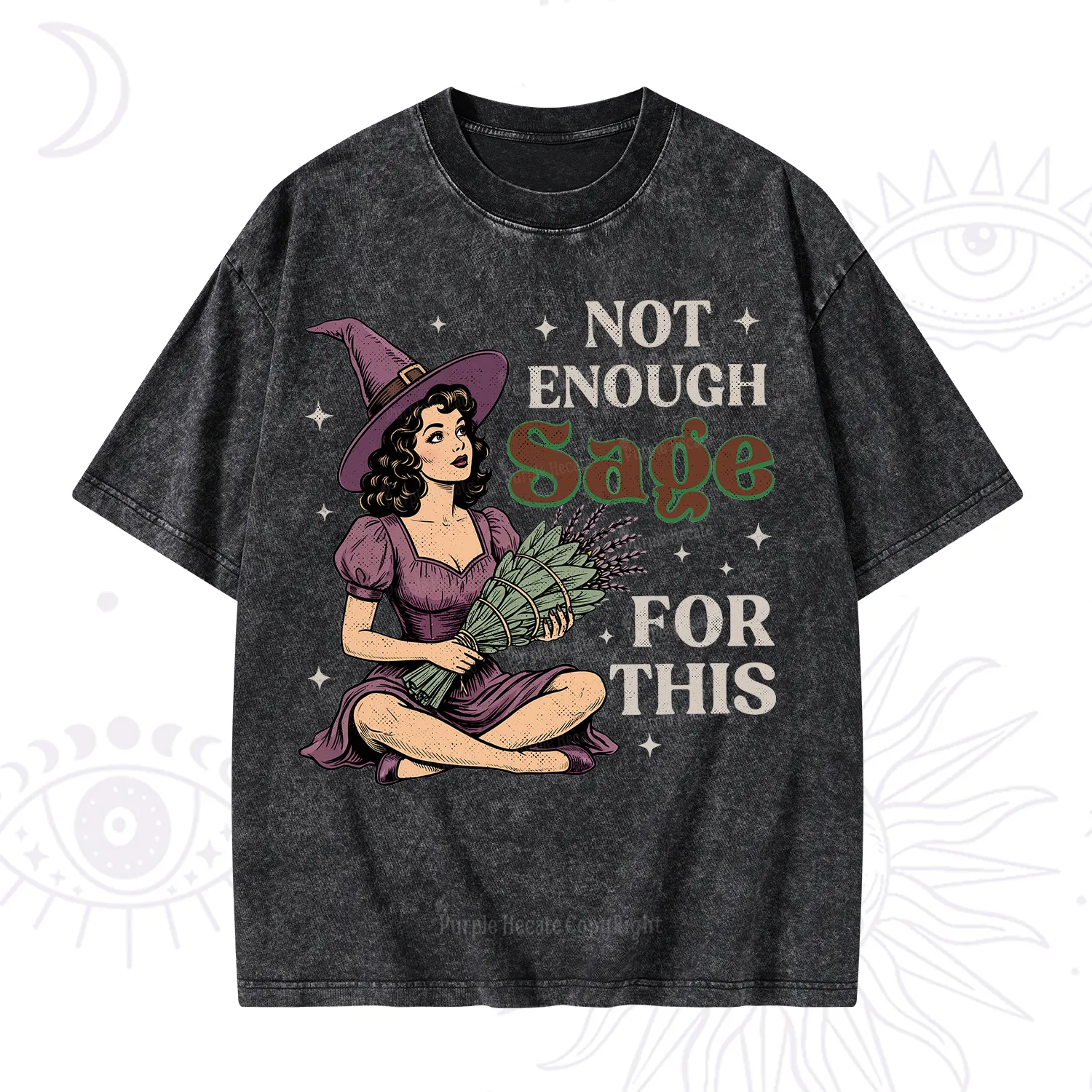 Purplehecate Not Enough Sage Witchcore Spiritual Washed T-Shirt