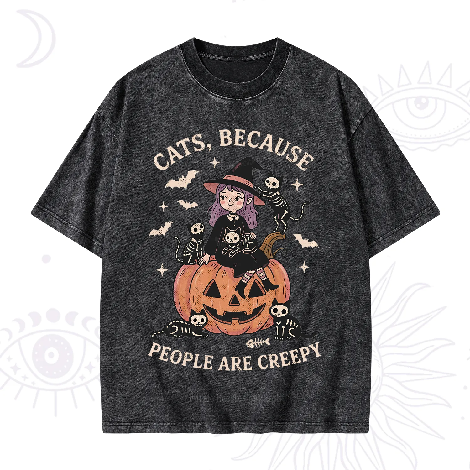 Purplehecate Cats Because People Are Creepy Washed T-Shirt