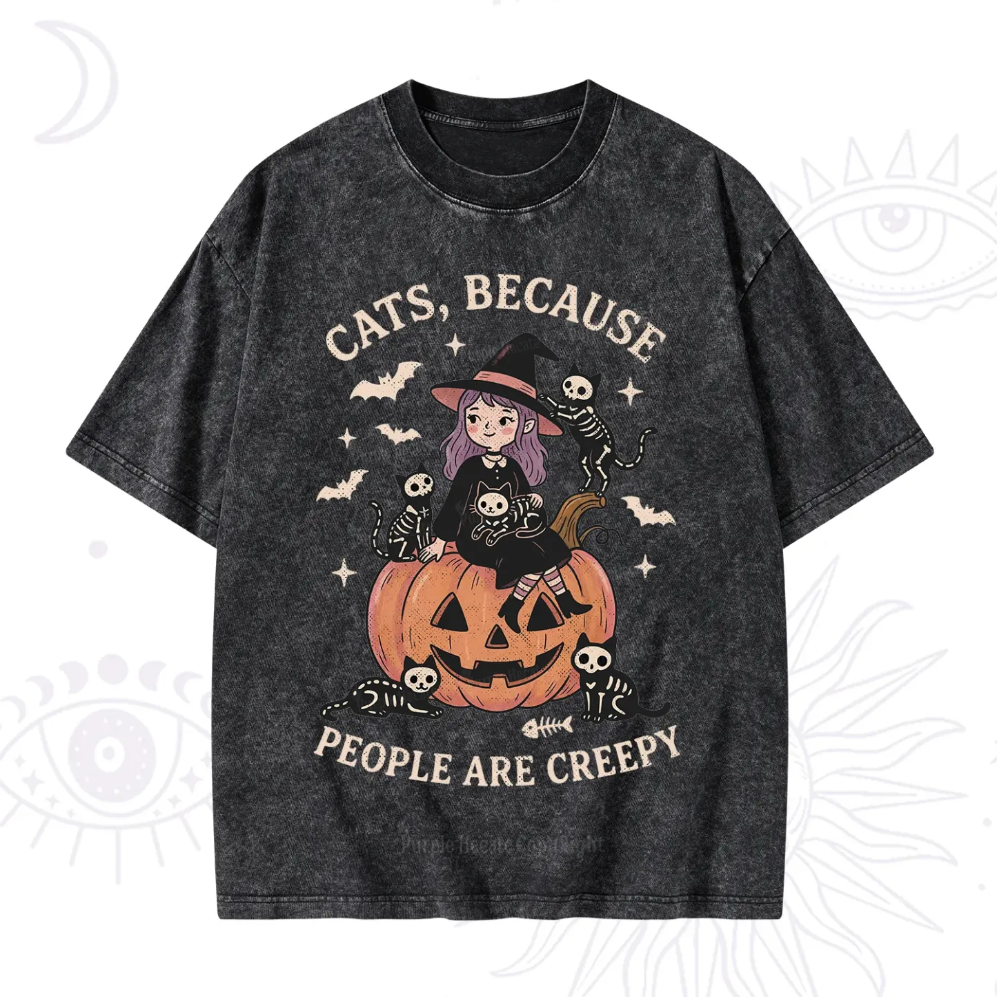Purplehecate Cats Because People Are Creepy Washed T-Shirt
