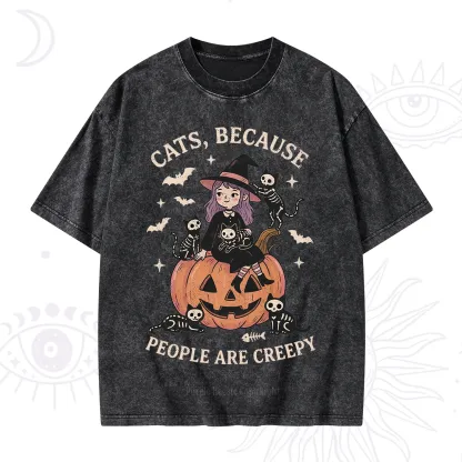 Purplehecate Cats Because People Are Creepy Washed T-Shirt
