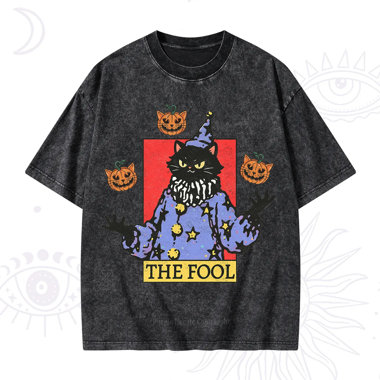 Purplehecate Spooky Fool Black Cat Washed T-Shirt