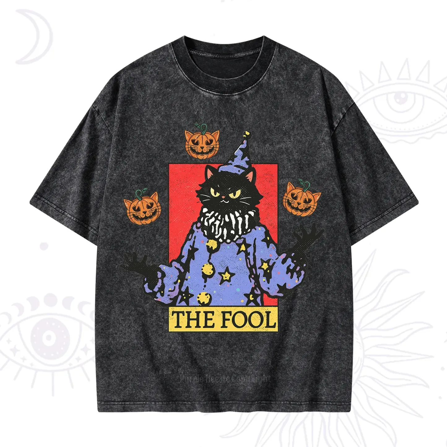 Purplehecate Spooky Fool Black Cat Washed T-Shirt