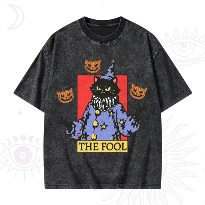 Purplehecate Spooky Fool Black Cat Washed T-Shirt