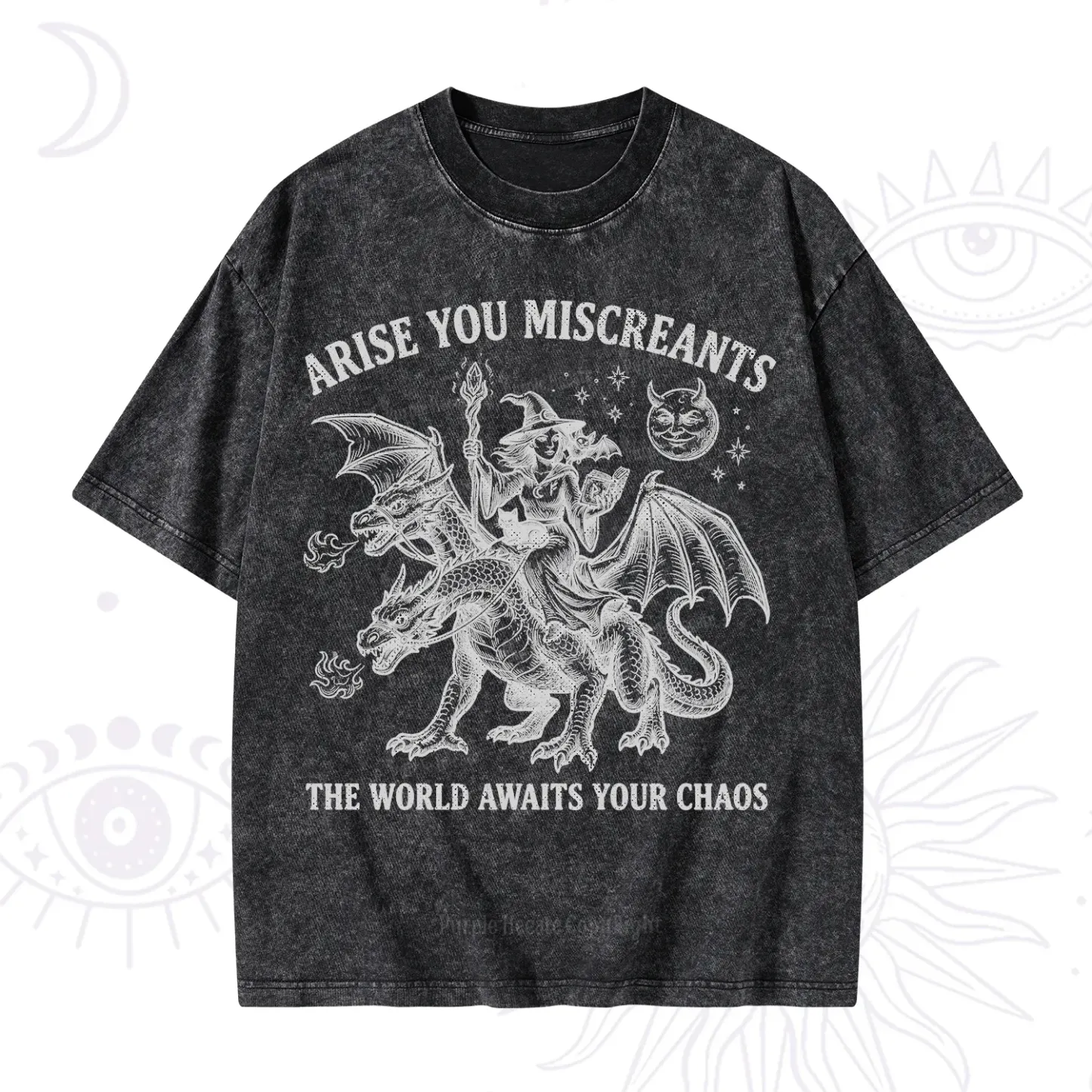 Purplehecate Arise You Miscreants Chaos Rider Witch Washed T-Shirt