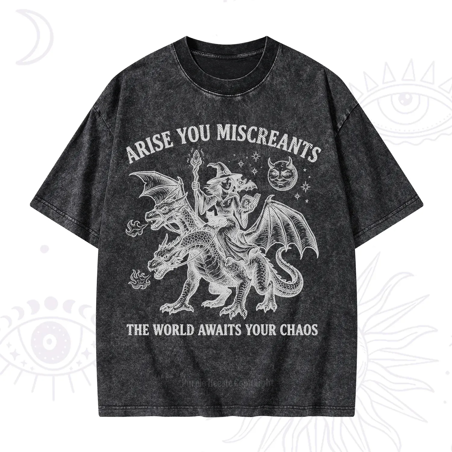 Purplehecate Arise You Miscreants Chaos Rider Witch Washed T-Shirt