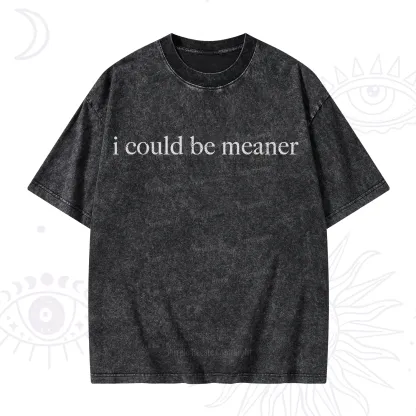 Purplehecate I Could Be Meaner Funny Sarcastic Washed T-Shirt