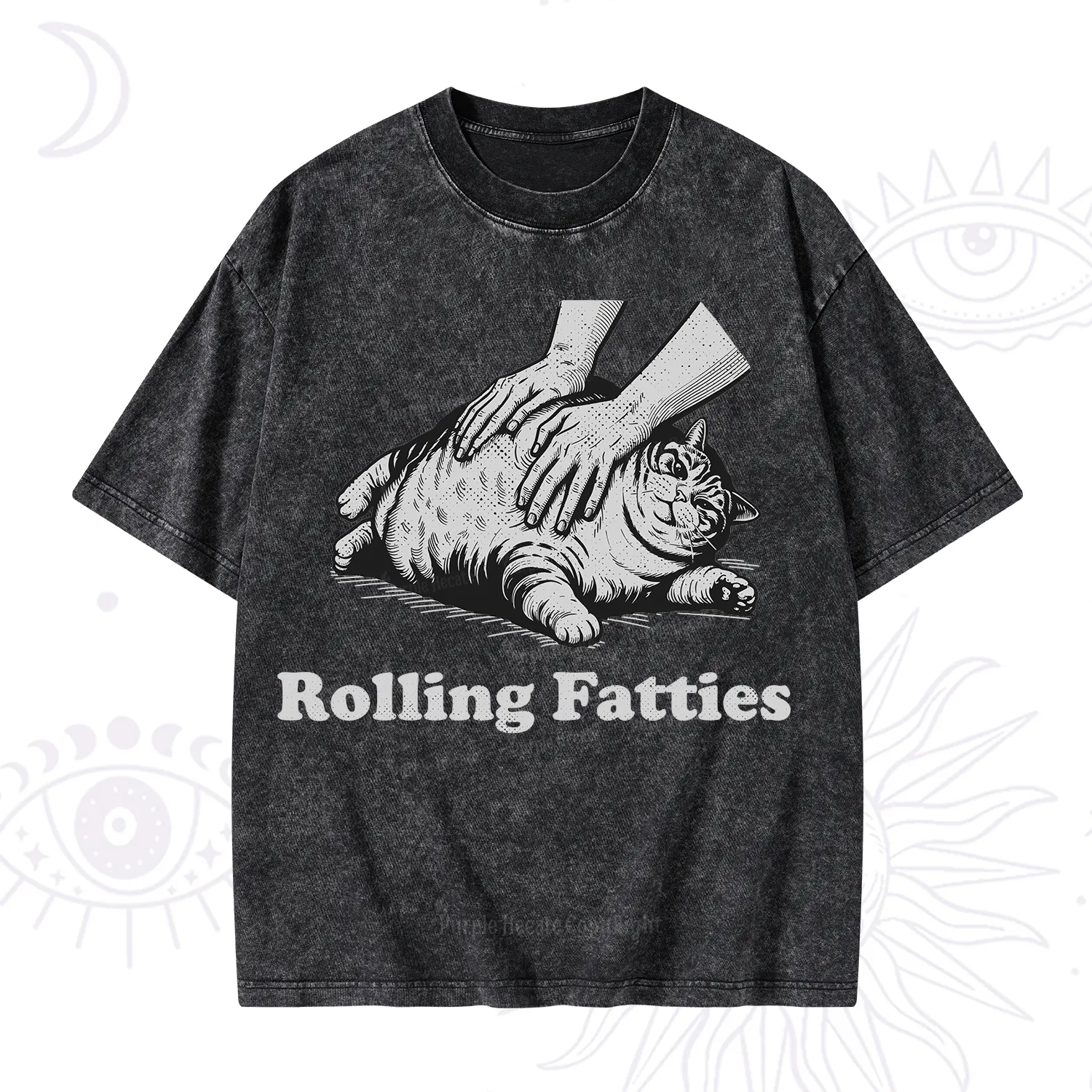 Purplehecate Rolling Fatties Cat Washed T-Shirt