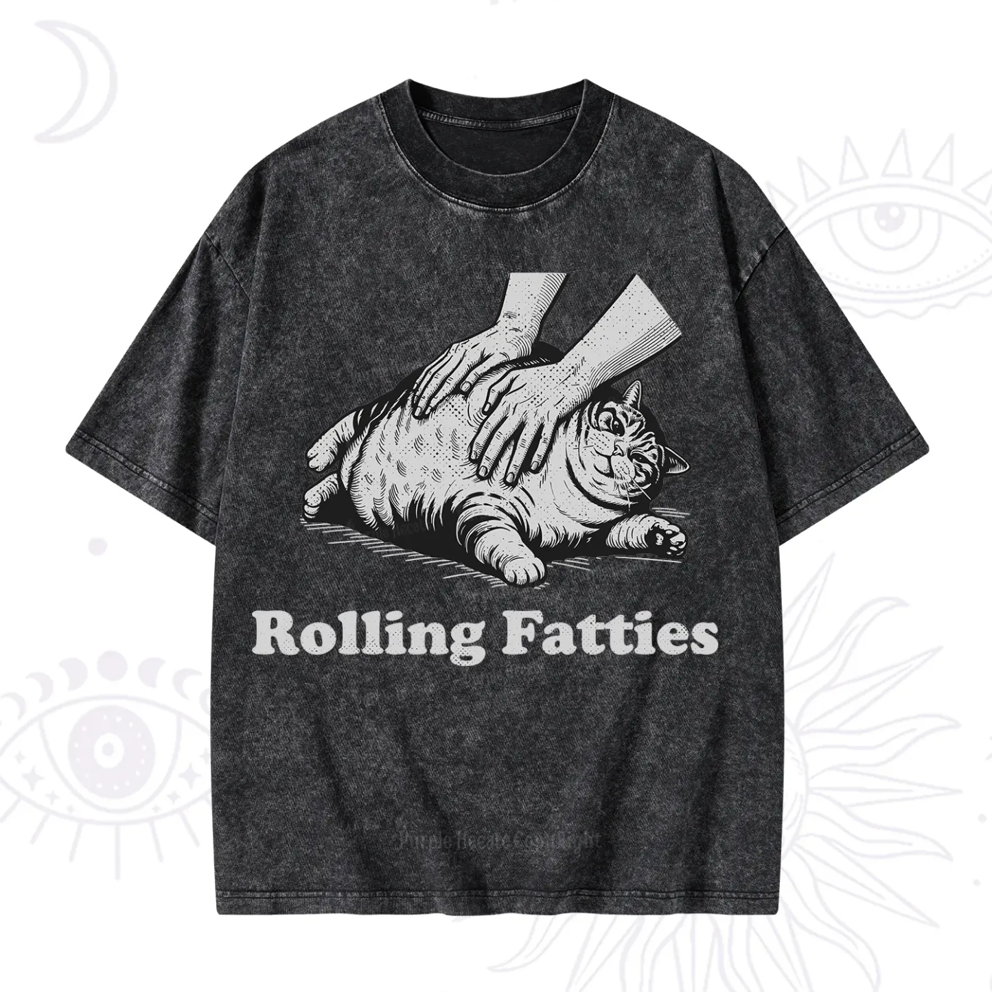 Purplehecate Rolling Fatties Cat Washed T-Shirt