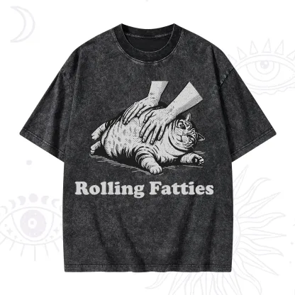 Purplehecate Rolling Fatties Cat Washed T-Shirt