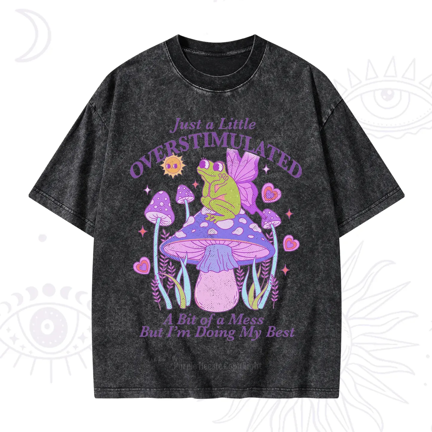 Purplehecate Just a Little Overstimulated Frog Washed T-Shirt