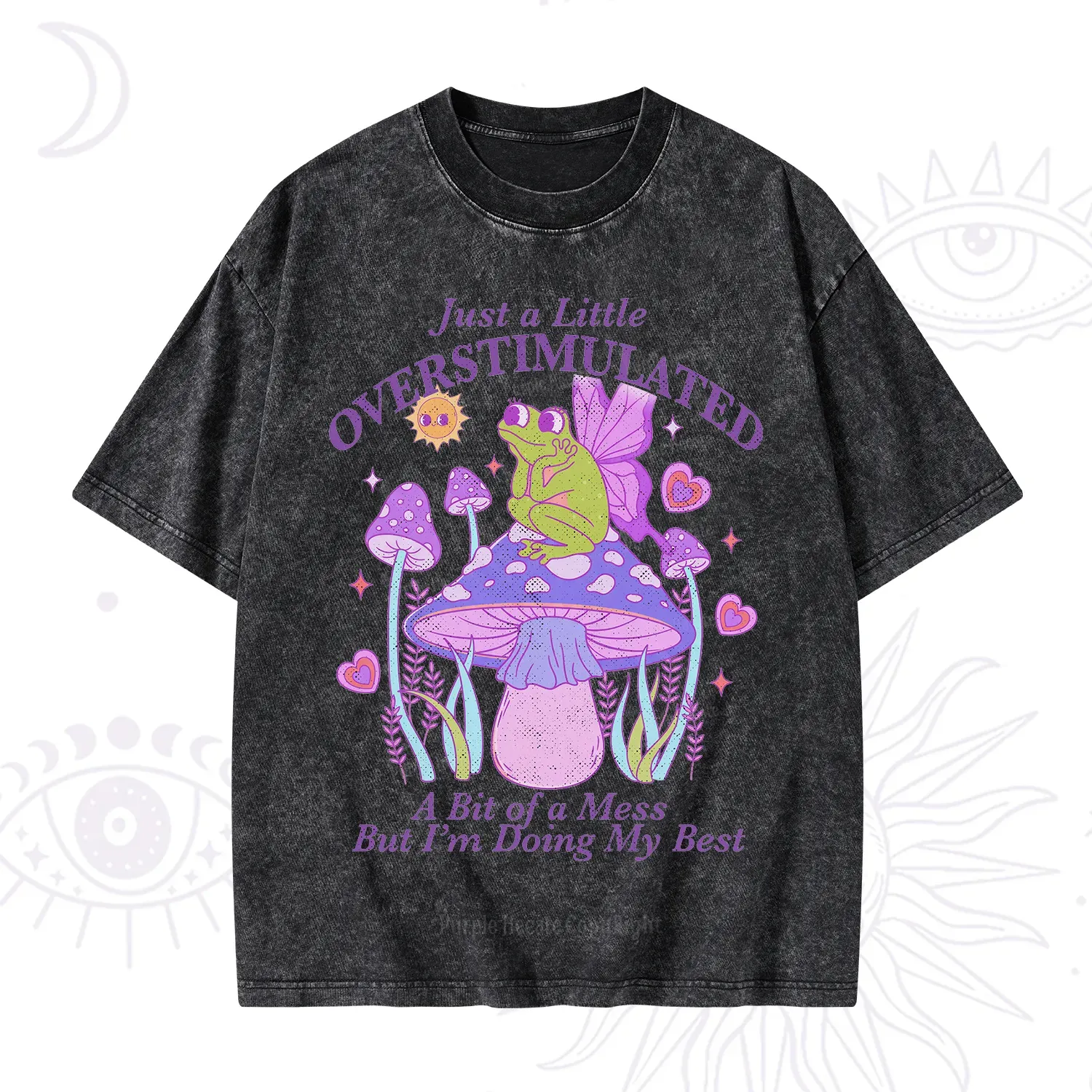 Purplehecate Just a Little Overstimulated Frog Washed T-Shirt