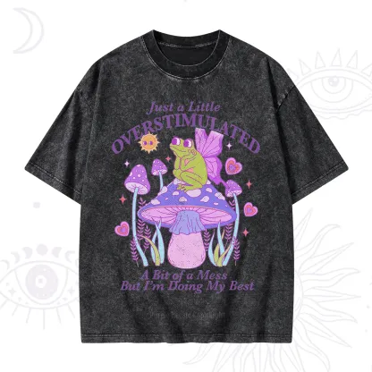 Purplehecate Just a Little Overstimulated Frog Washed T-Shirt