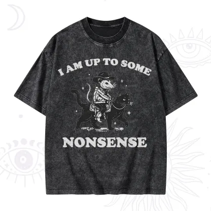 Purplehecate I Am Up To Some Nonsense Opossum Washed T-Shirt