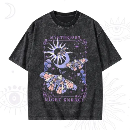 Purplehecate Mysterious Night Energy Moth Washed T-Shirt