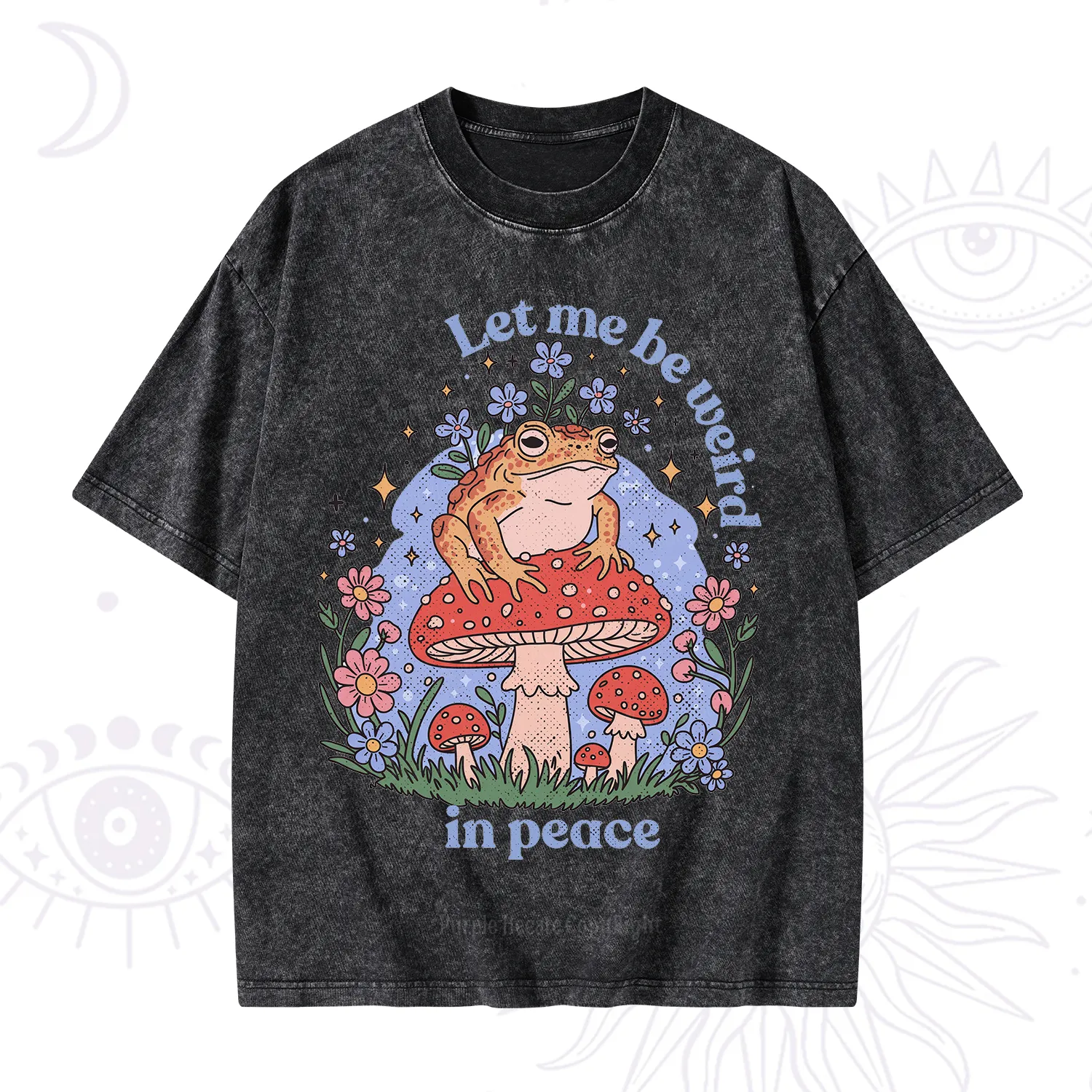 Purplehecate Let Me Be Weird In Peace Frog Washed T-Shirt