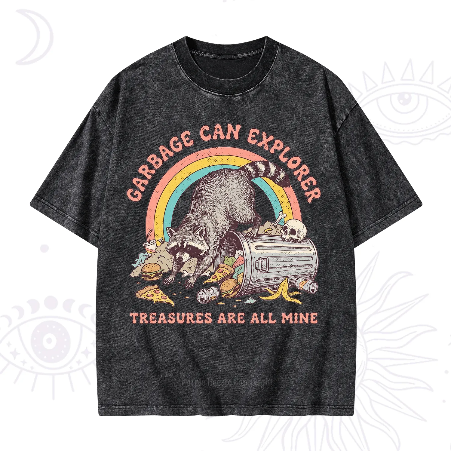 Purplehecate Garbage Can Explorer Raccoon Washed T-Shirt