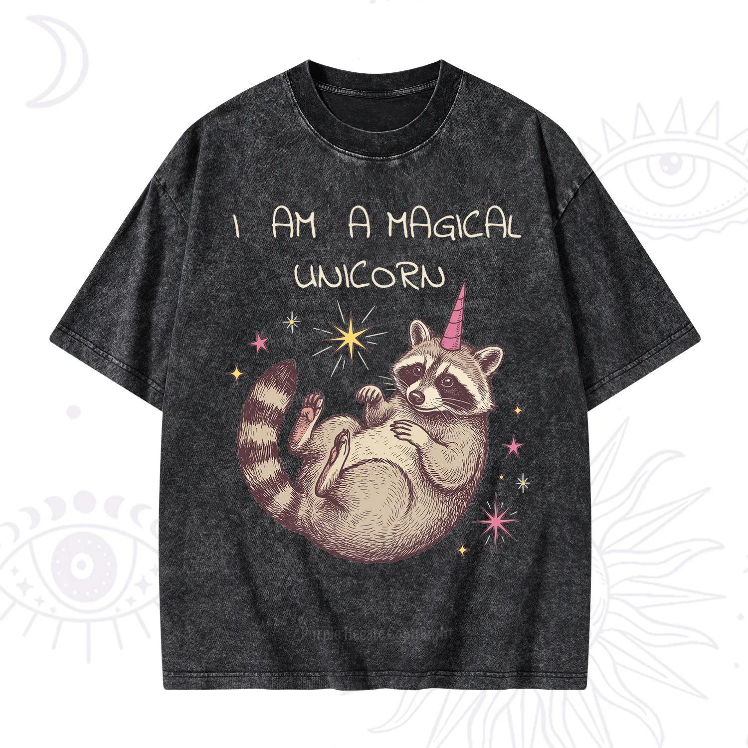 Purplehecate I Am A Magical Unicorn Raccoon Washed T-Shirt