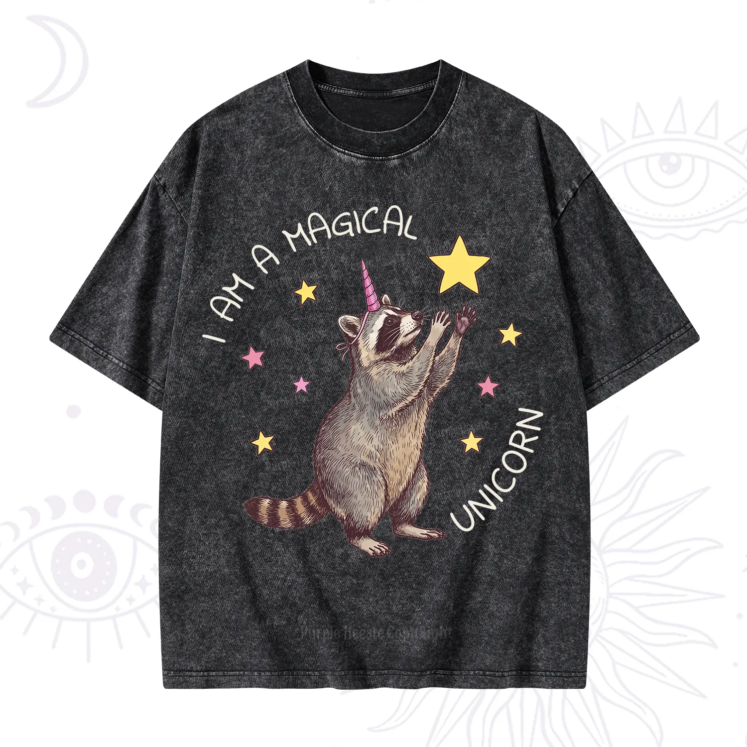 Purplehecate I Am A Magical Unicorn Raccoon Washed T-Shirt