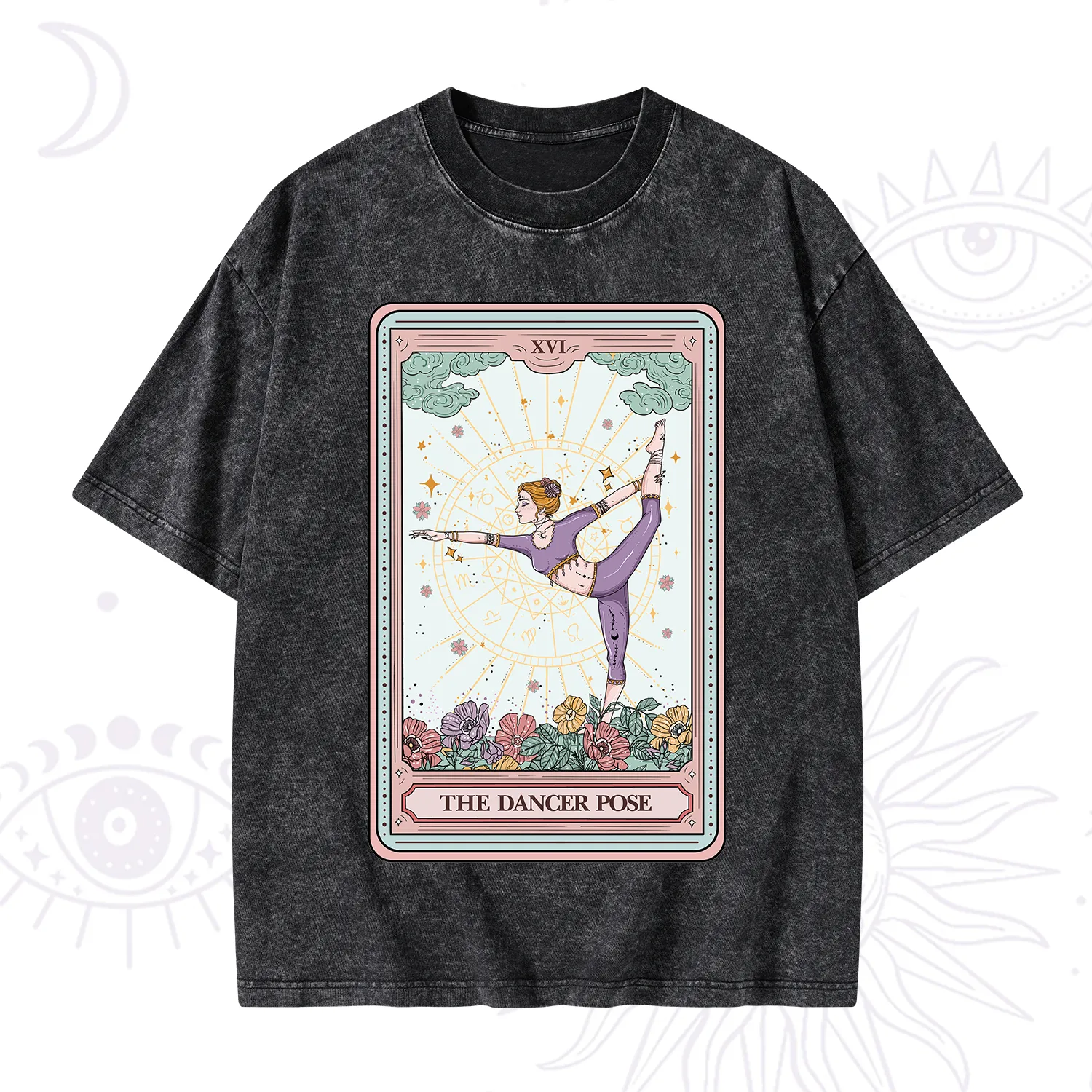 Purplehecate The Dancer Pose Tarot Card Washed T-Shirt