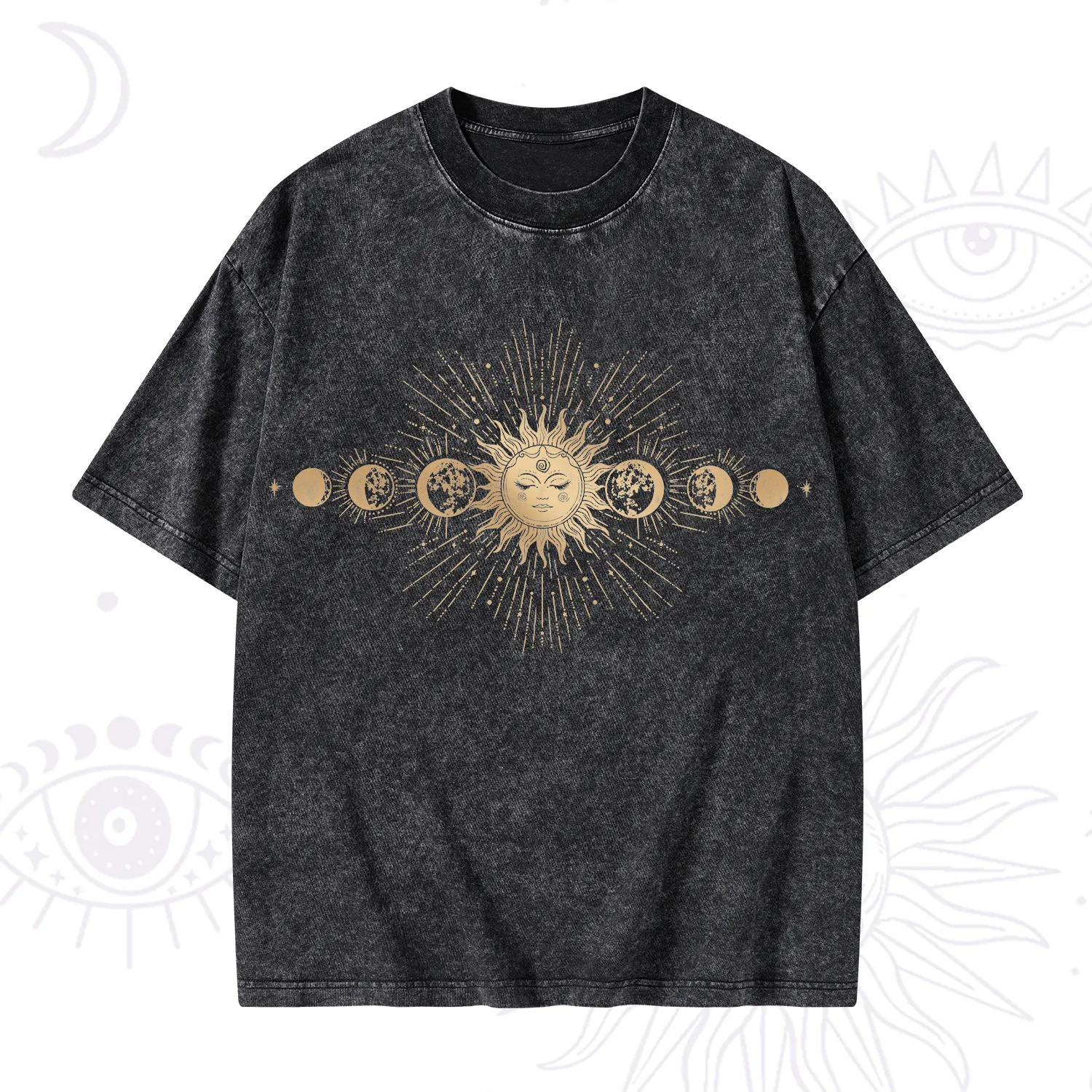 Purplehecate Mystical Moon And Sun Washed T-Shirt