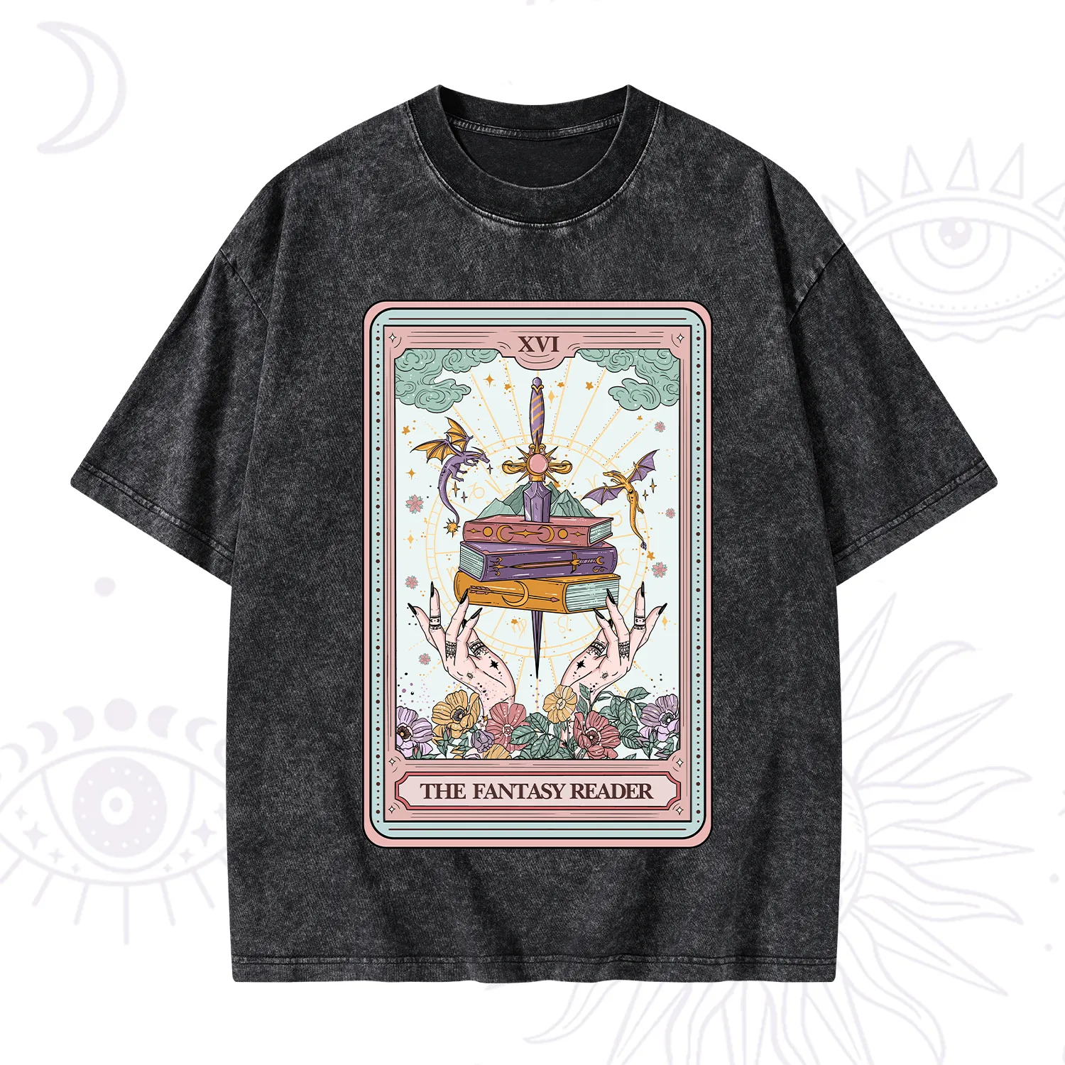 Purplehecate The Fantasy Reader Tarot Washed T-Shirt