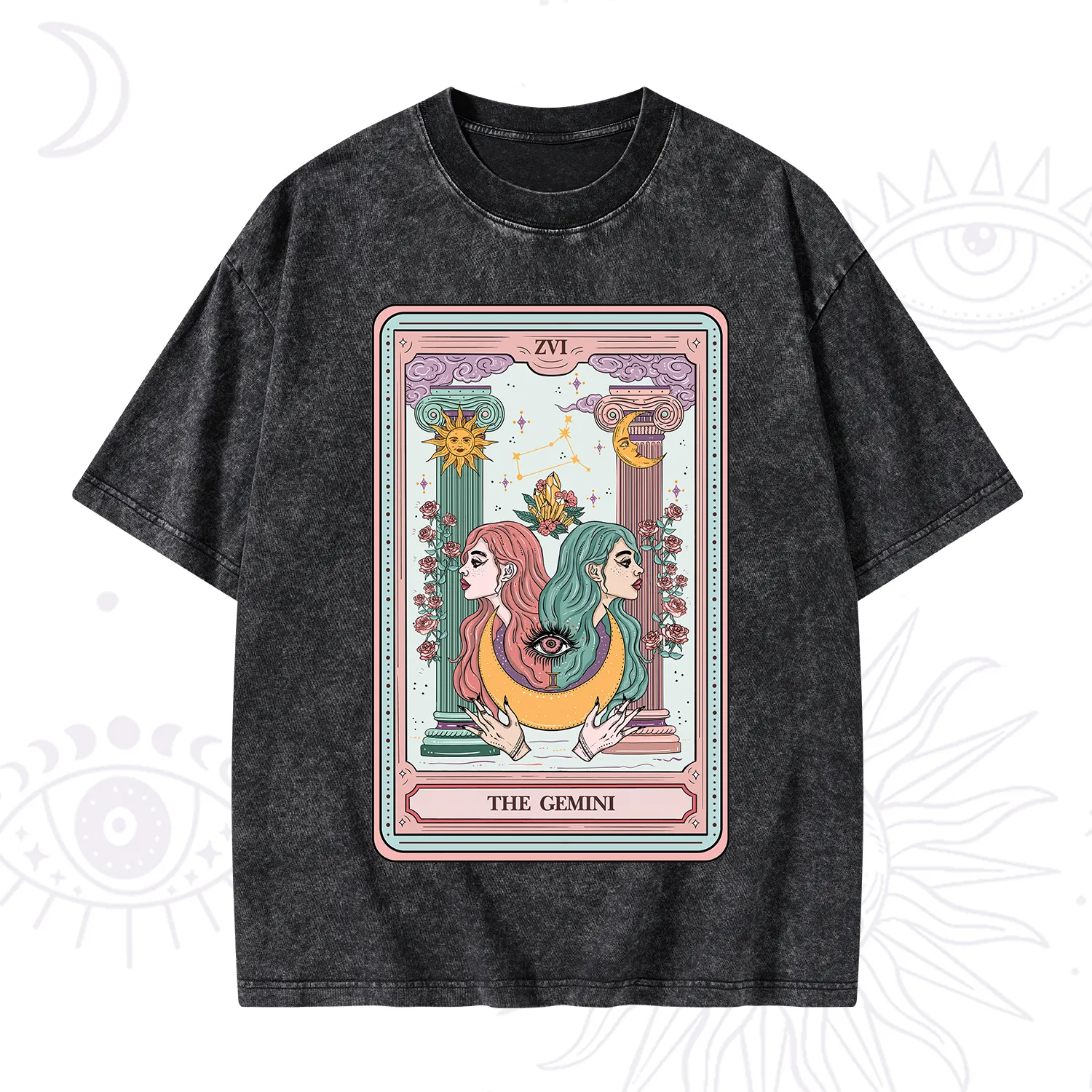 Purplehecate The Gemini Goddess Tarot Washed T-Shirt