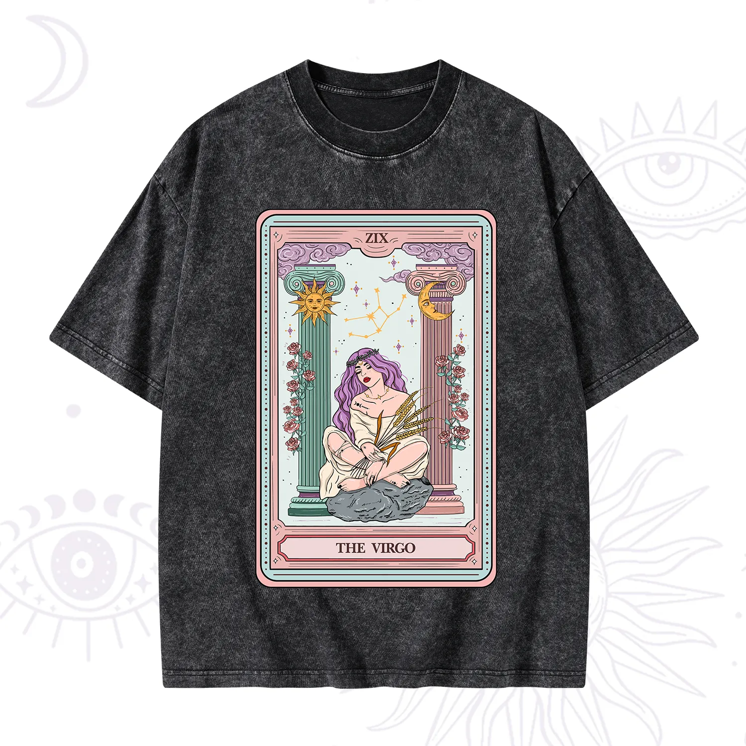 Purplehecate The Virgo Goddess Tarot Washed T-Shirt