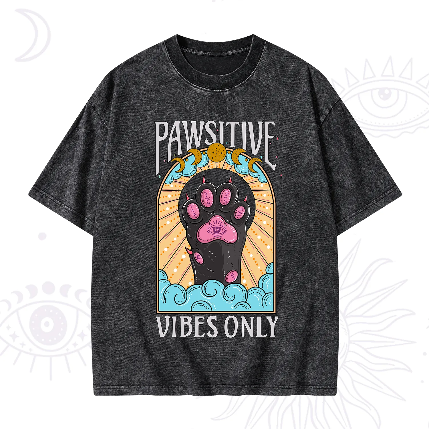 Purplehecate Pawsitive Vibes Only Washed T-Shirt