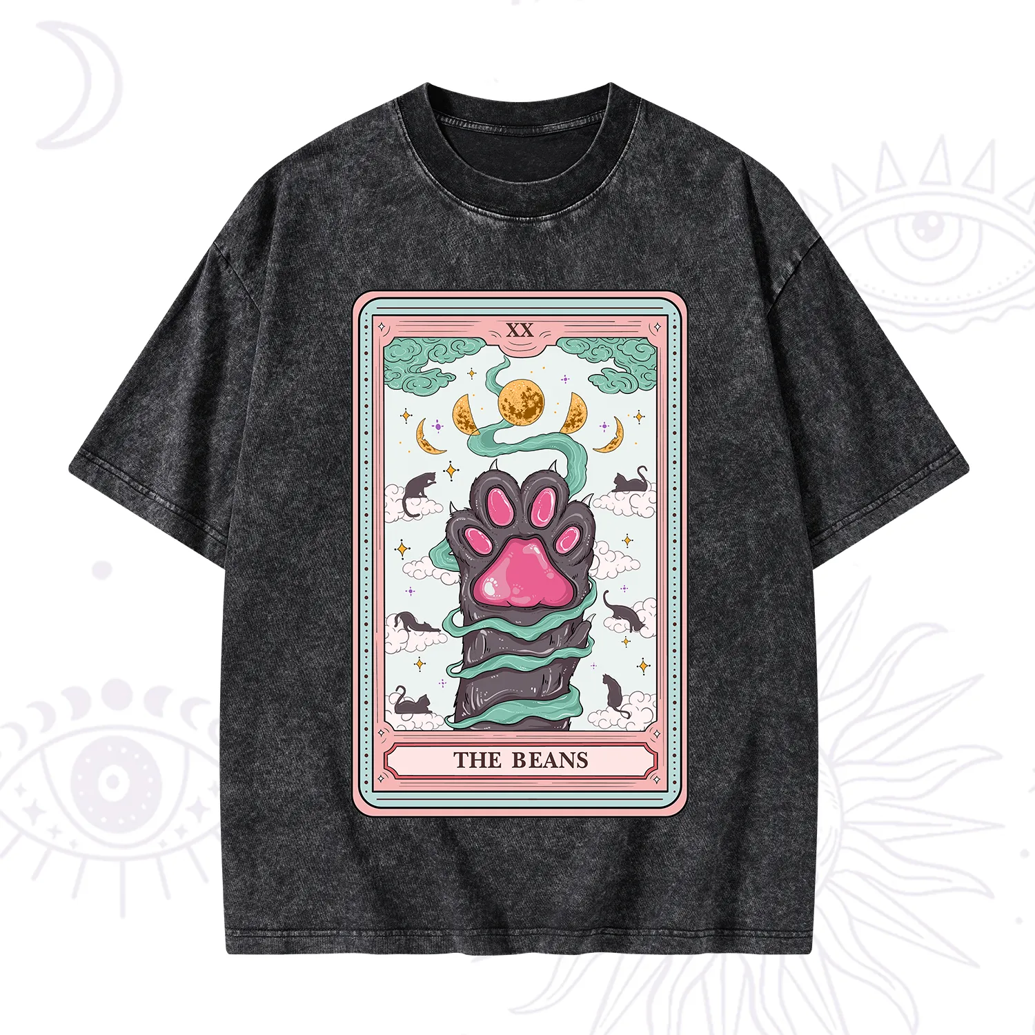 Purplehecate The Beans Cat Tarot Washed T-Shirt