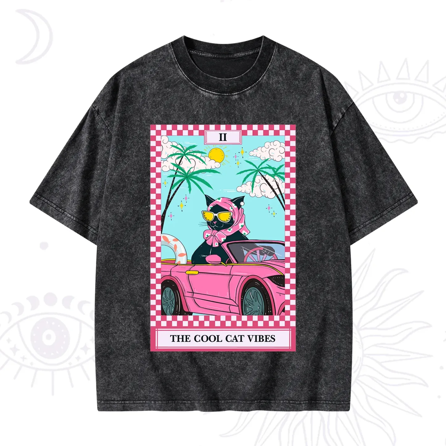 Purplehecate The Cool Cat Vibes Tarot Washed T-Shirt